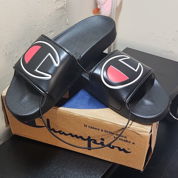 Champion Black Flat Lightweight Slides Sandals - Picture 1 of 9